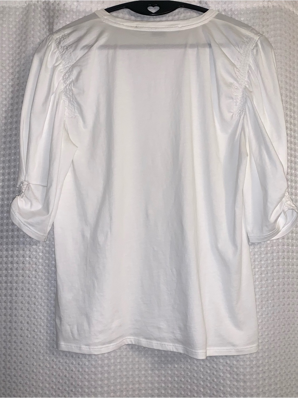 Veronica Beard Waldorf Ruched Sleeve Tee. White Pima Cotton. S - Picture 2 of 8